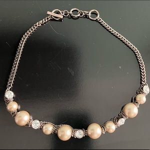 Givenchy chocolate brown necklace with pearls and CZs